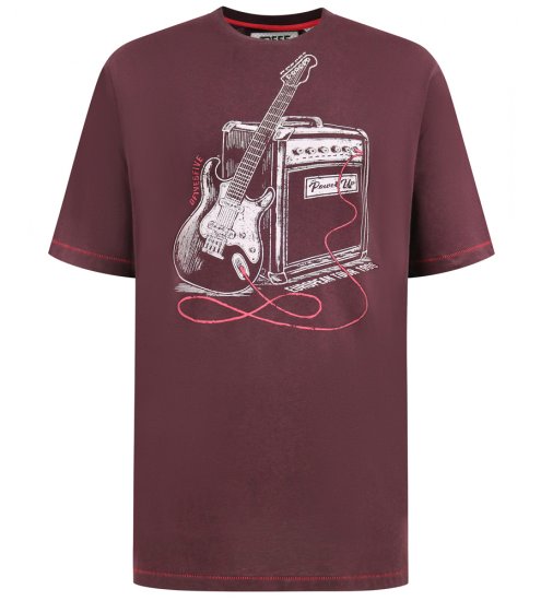 D555 Barnsley Guitar and Amp Crew Neck T-Shirt Burgundy - Herren-T-shirts - Herren-T-Shirts in großen Größen