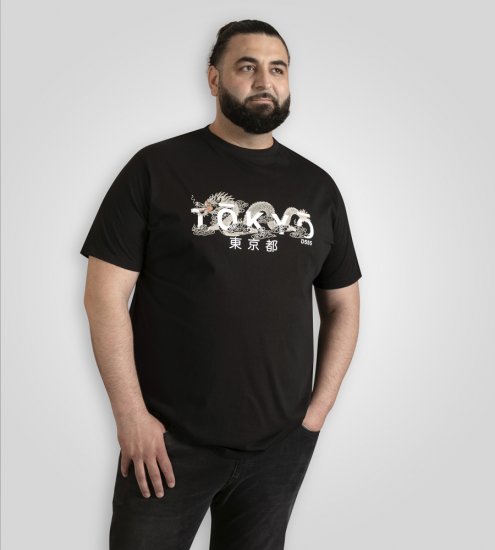 D555 Ginza Tokyo with Dragon Crew Neck T-shirt Black - Herren-T-shirts - Herren-T-Shirts in großen Größen