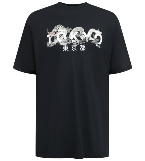 D555 Ginza Tokyo with Dragon Crew Neck T-shirt Black - Herren-T-shirts - Herren-T-Shirts in großen Größen