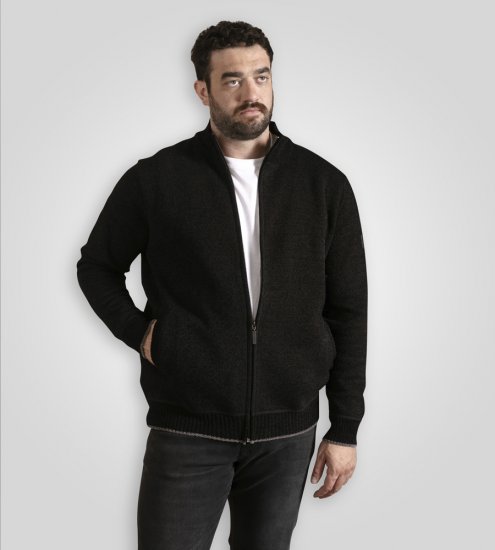 D555 Enrique Chenille Strickjacke mit Reißverschluss Schwarz - Herren-sweater und -hoodies - Herren-Sweater und -Hoodies in großen Größen
