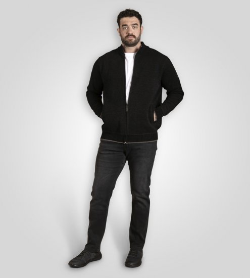 D555 Enrique Chenille Strickjacke mit Reißverschluss Schwarz - Herren-sweater und -hoodies - Herren-Sweater und -Hoodies in großen Größen