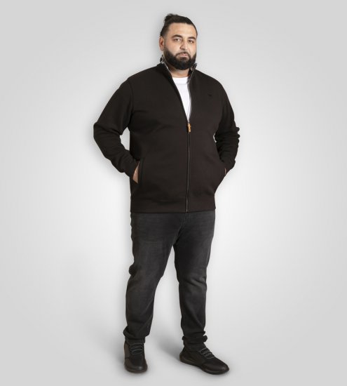 D555 Johnson Fleece Zip Through Sweatshirt with Chest Embroidery - Herren-sweater und -hoodies - Herren-Sweater und -Hoodies in großen Größen