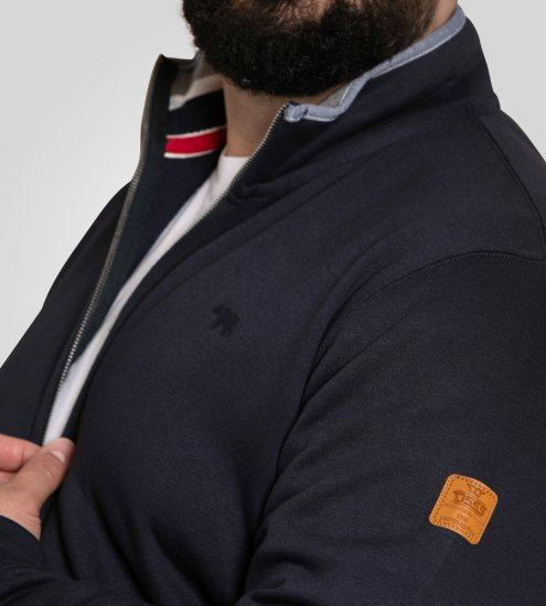 D555 Johnson Zip Through Fleece Sweatshirt with Chest Embroidery Navy - Herren-sweater und -hoodies - Herren-Sweater und -Hoodies in großen Größen