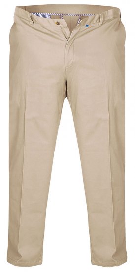 D555 Bruno Stretch Chino pants with Extenda Waist Beige - Herren-Jeans & -Hosen in großen Größen - Herren-Jeans & -Hosen in großen Größen