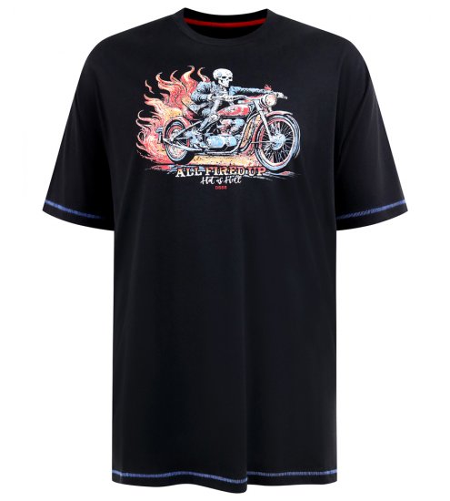D555 Dewsbury Skeleton On Bike Crew Neck T-Shirt Black TALL SIZE - HERRENBEKLEIDUNG MT-6XLT - Langgrößen für Herren