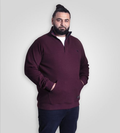 D555 Lancaster Gesteppter Sweater Bordeauxrot - Herren-sweater und -hoodies - Herren-Sweater und -Hoodies in großen Größen
