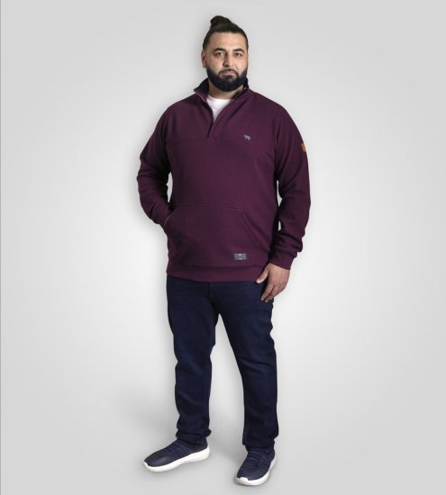 D555 Lancaster Gesteppter Sweater Bordeauxrot - Herren-sweater und -hoodies - Herren-Sweater und -Hoodies in großen Größen