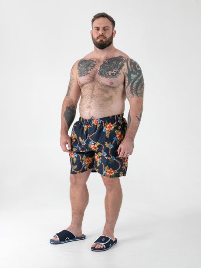 D555 Dawson AO Badeshorts mit Hawaii-Druck Marineblau - Herrenunterwäsche & bademode - Herrenunterwäsche & Bademode in großen Größen