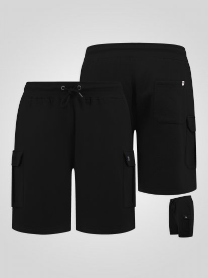 D555 Robinson 1 Fleece Cargo Shorts mit Elastischem Bund Schwarz - Jogginghosen für herren - Jogginghosen für Herren in großen Größen