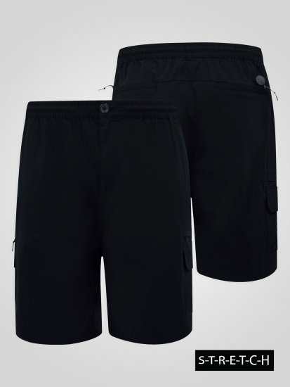D555 Thomas Stretch Shorts mit Elastischem Bund Schwarz - Herrenshorts - Herrenshorts in großen Größen
