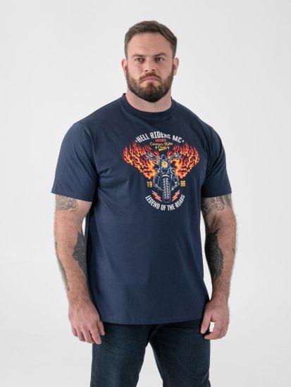 D555 Hockney T-shirt mit Motorraddruck Marineblau - Herren-T-shirts - Herren-T-Shirts in großen Größen