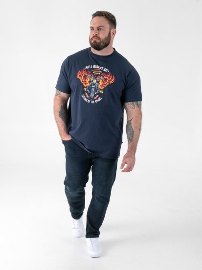 D555 Hockney T-shirt mit Motorraddruck Marineblau - Herren-T-shirts - Herren-T-Shirts in großen Größen