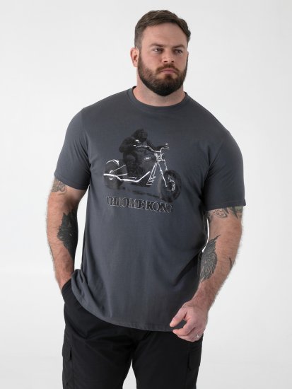 D555 Craig Gorilla Biker T-shirt mit Druck Dunkelgrau - Herren-T-shirts - Herren-T-Shirts in großen Größen