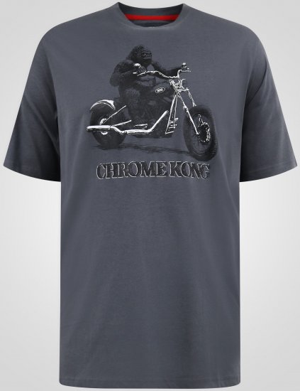 D555 Craig Gorilla Biker T-shirt mit Druck Dunkelgrau - Herren-T-shirts - Herren-T-Shirts in großen Größen
