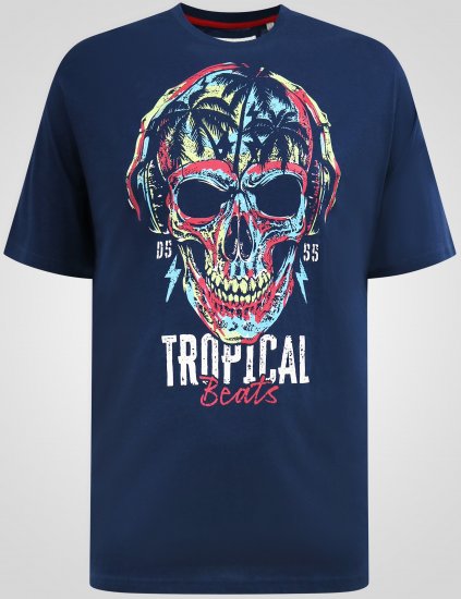 D555 Linton T-shirt mit Mehrfarbigem Totenkopfdruck Marineblau - Herren-T-shirts - Herren-T-Shirts in großen Größen