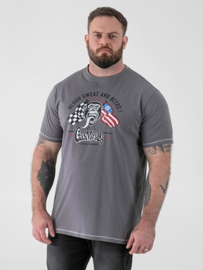 D555 Jasper Official Gas Monkey T-shirt mit Druck Grau - Herren-T-shirts - Herren-T-Shirts in großen Größen