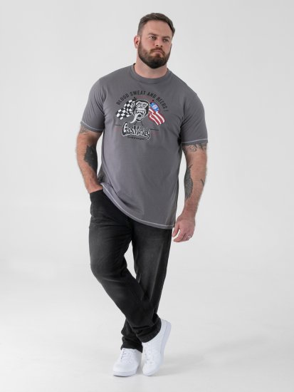 D555 Jasper Official Gas Monkey T-shirt mit Druck Grau - Herren-T-shirts - Herren-T-Shirts in großen Größen