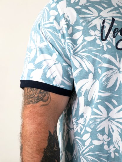 D555 Shoreham AO T-shirt mit Venice Beach Druck Blau - Herren-T-shirts - Herren-T-Shirts in großen Größen