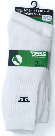 D555 Logan Sports And Leisure Socks 2-Pack White - Herrenunterwäsche & bademode - Herrenunterwäsche & Bademode in großen Größen