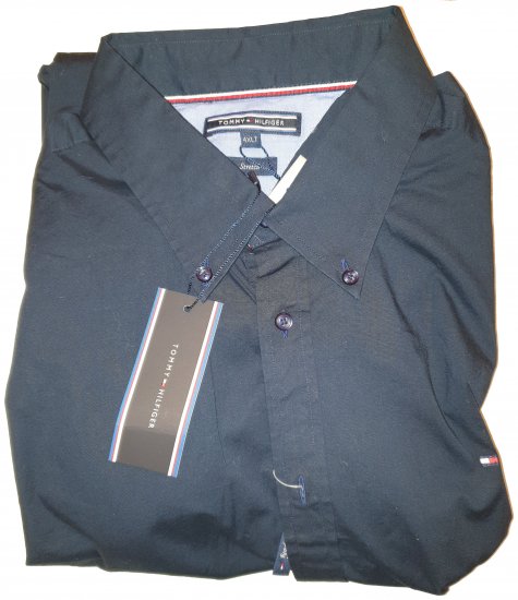 Tommy Hilfiger Stretch Poplin Shirt Black - Motleys verrückter April-Sale - 