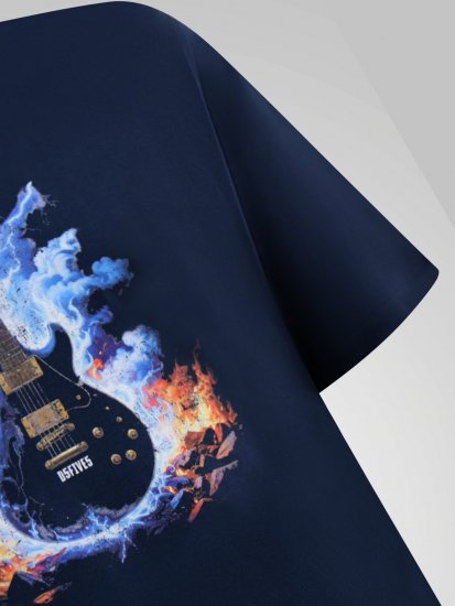 D555 Slater Bedrucktes T-Shirt Navyblau - Herren-T-shirts - Herren-T-Shirts in großen Größen