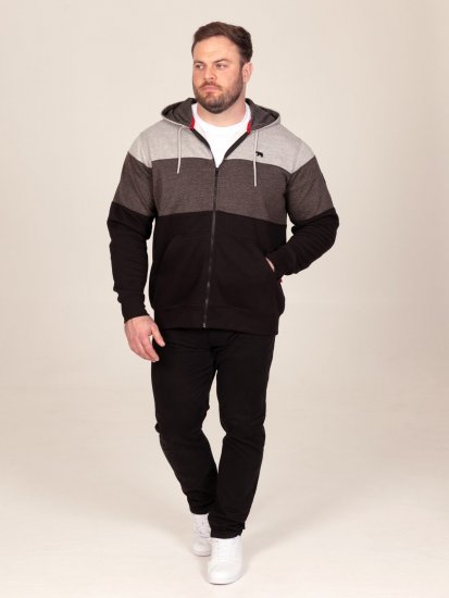D555 Fitzgerald Zip Through Hoody With Cut & Sew Panels Schwarz - Herren-sweater und -hoodies - Herren-Sweater und -Hoodies in großen Größen