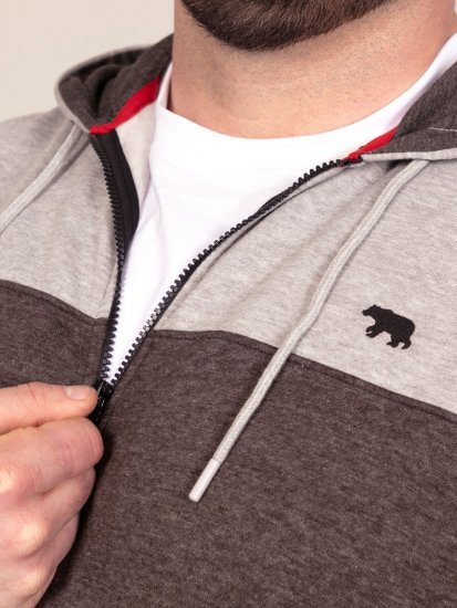 D555 Fitzgerald Zip Through Hoody With Cut & Sew Panels Schwarz - Herren-sweater und -hoodies - Herren-Sweater und -Hoodies in großen Größen