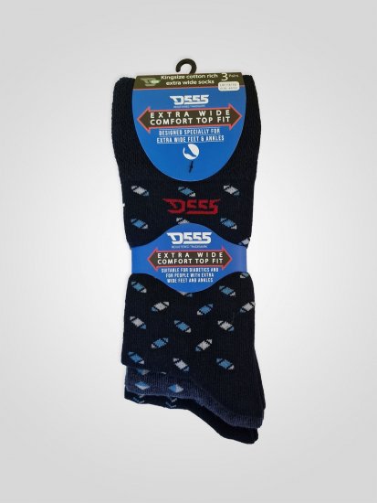 D555 Harold 3 Extra Wide Comfort Fit Socks 3-pack Navy/Denim - Herrenunterwäsche & bademode - Herrenunterwäsche & Bademode in großen Größen