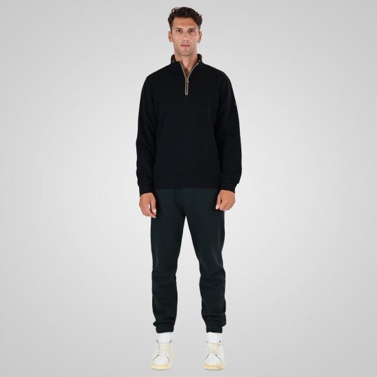 Double Outfitters MTOP-1163 Sweatshirt mit halbem Reißverschluss Schwarz - Herren-sweater und -hoodies - Herren-Sweater und -Hoodies in großen Größen