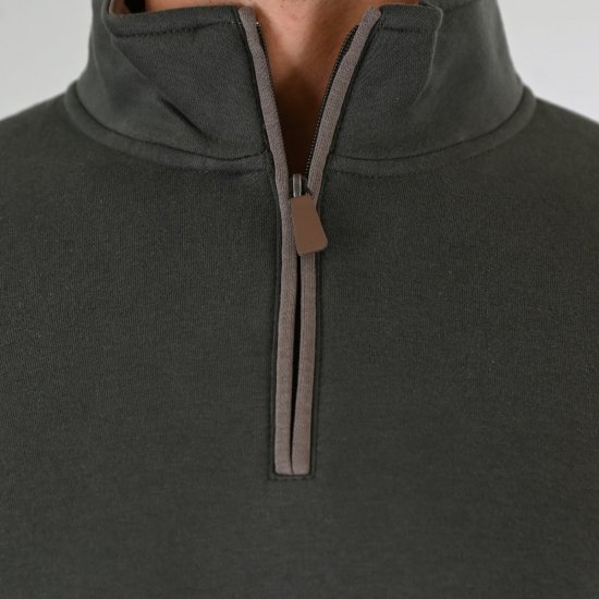 Double Outfitters MTOP-1163 Sweatshirt mit halbem Reißverschluss Khaki - Herren-sweater und -hoodies - Herren-Sweater und -Hoodies in großen Größen