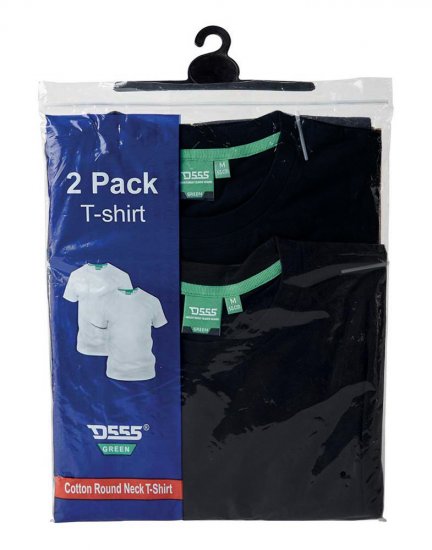 D555 Fenton 2-pack Black/Black T-shirt - Herren-T-shirts - Herren-T-Shirts in großen Größen