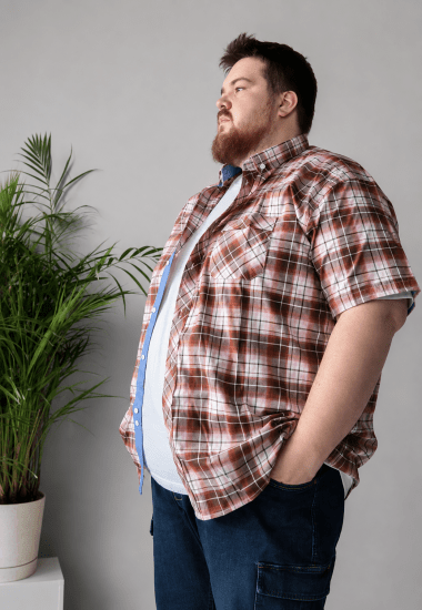 Kam Jeans 6368 Checked Short Sleeve Shirt Red - Herrenhemden - Herrenhemden in großen Größen