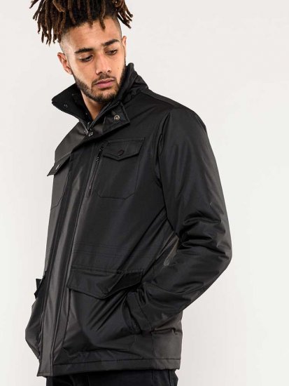 D555 Fargo Five Pocket Jacket With Ribbed Neck and Inner Quilting Black - Herren jacken - Herren Jacken in großen Größen