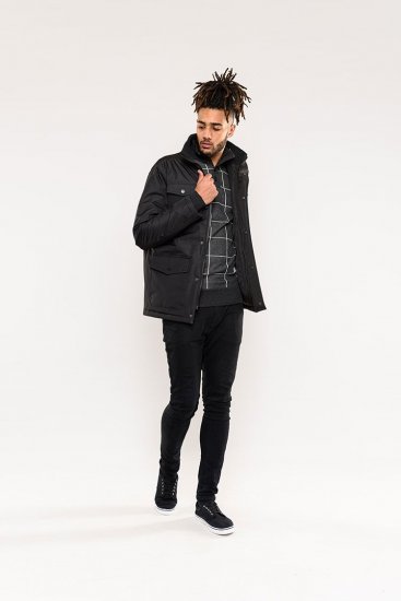 D555 Fargo Five Pocket Jacket With Ribbed Neck and Inner Quilting Black - Herren jacken - Herren Jacken in großen Größen