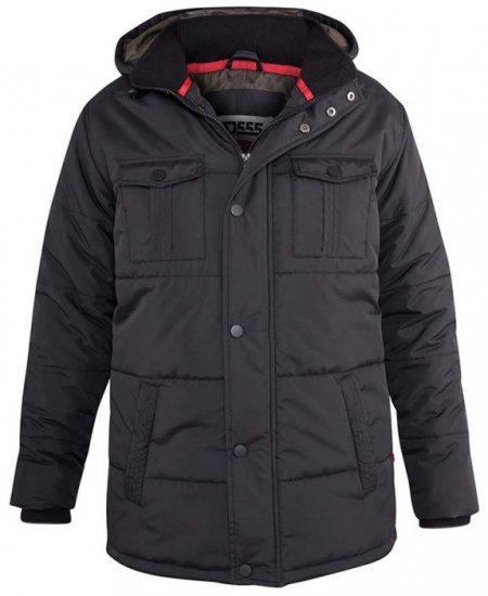 D555 Lonsdale Parka Style Jacket With Embroidery Patch On Sleeve Black - Herren jacken - Herren Jacken in großen Größen