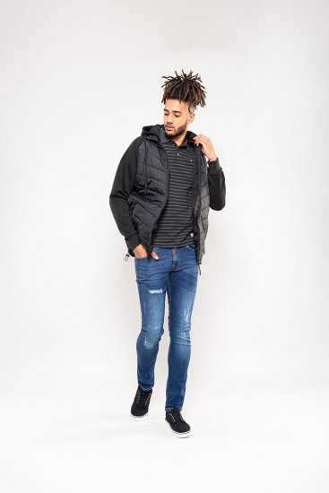 D555 Thorpe Hooded Quilted Jacket With Fleece Sleeves And Removable Fleece Hood - Herren jacken - Herren Jacken in großen Größen