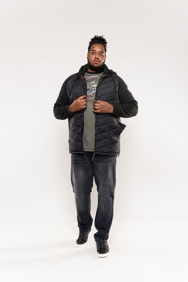 D555 Thorpe Hooded Quilted Jacket With Fleece Sleeves And Removable Fleece Hood - Herren jacken - Herren Jacken in großen Größen