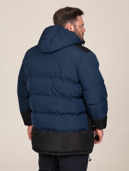 D555 Hank Ripstop Contrast Panelled Padded Hooded Jacket Navyblau - Herren jacken - Herren Jacken in großen Größen