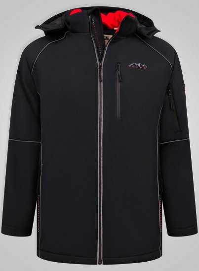 D555 Jamie Soft Shell Detachable Hood Padded Jacket Schwarz TALL - TALL jacken - TALL Jacken für große Herren