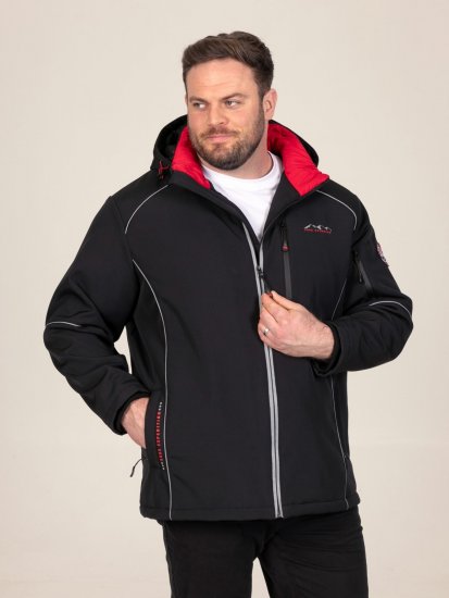 D555 Jamie Soft Shell Detachable Hood Padded Jacket Schwarz TALL - TALL jacken - TALL Jacken für große Herren
