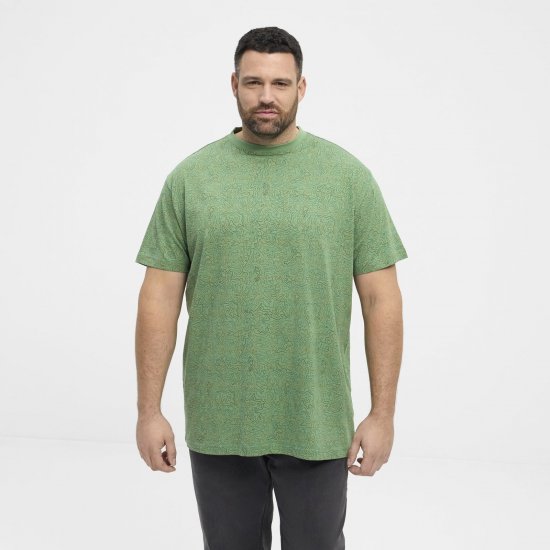 North Latitude Allover Printed T-Shirt Mittelgrün - Herren-T-shirts - Herren-T-Shirts in großen Größen