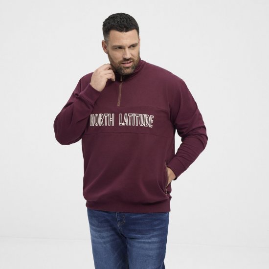 North Latitude Half Zip Sweatshirt Bordeaux - Herren-sweater und -hoodies - Herren-Sweater und -Hoodies in großen Größen