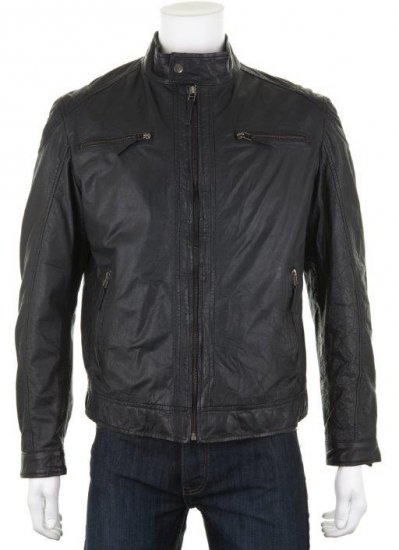 Woodland Biker Leather jacket Black - Herren Jacken in großen Größen - Herren Jacken in großen Größen