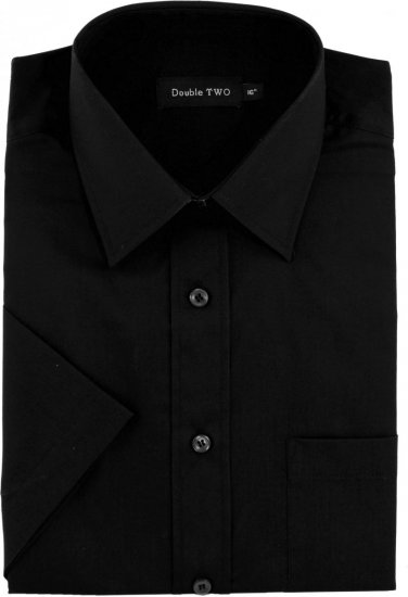 Double TWO Classic Easy Care Long Sleeve Black - Herrenhemden in großen Größen - Herrenhemden in großen Größen