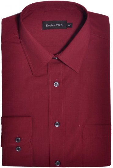 Double TWO Classic Easy Care Long Sleeve Burgundy - Herrenhemden in großen Größen - Herrenhemden in großen Größen