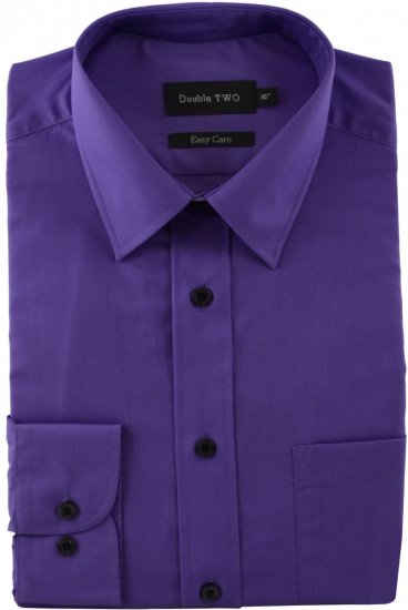 Double TWO Classic Easy Care Long Sleeve Purple - Herrenhemden in großen Größen - Herrenhemden in großen Größen