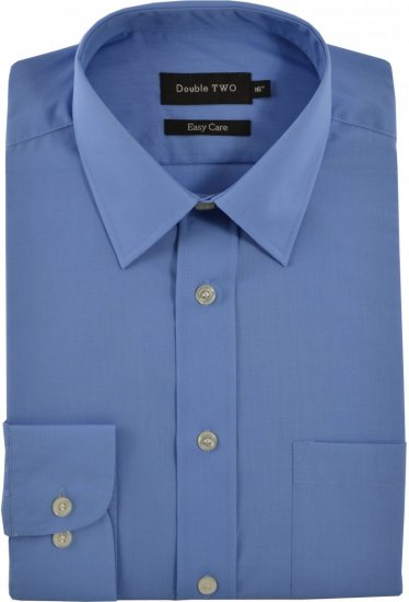 Double TWO Classic Easy Care Long Sleeve Blue - Herrenhemden in großen Größen - Herrenhemden in großen Größen