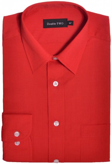 Double TWO Classic Easy Care Long Sleeve Red - Herrenhemden in großen Größen - Herrenhemden in großen Größen