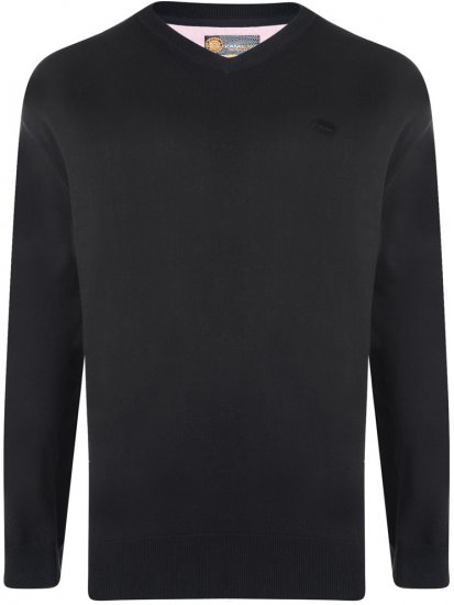 Kam Jeans V-Ausschnitt Strickpullover Schwarz - Herren-Sweater und -Hoodies in großen Größen - Herren-Sweater und -Hoodies in großen Größen