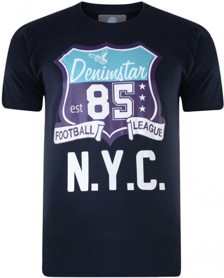 Kam Jeans Star 2-pack T-shirt Navy/Denim - Herren-T-shirts - Herren-T-Shirts in großen Größen